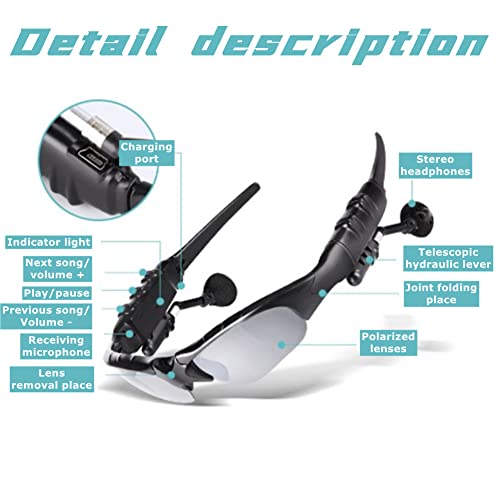 143 Occhiali Da Sole Wireless Ricaricabili Occhiali Da Sole Resistenti Con Suggerimenti Vocali Intimi Suono Stereo Riproduzione Di Occhiali Da Sole Chiamata Musicale Auricolari Occhiali Da Sole - 3