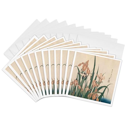 Image de Hokusai Woodcut Iris carte de voeux d'art premium 3drose