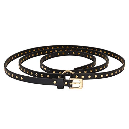 Ayliss Women Punk Leather Belt Skinny Studded Thin Waist Belt Casual Rivet Jean Pants Rock Metal Belts