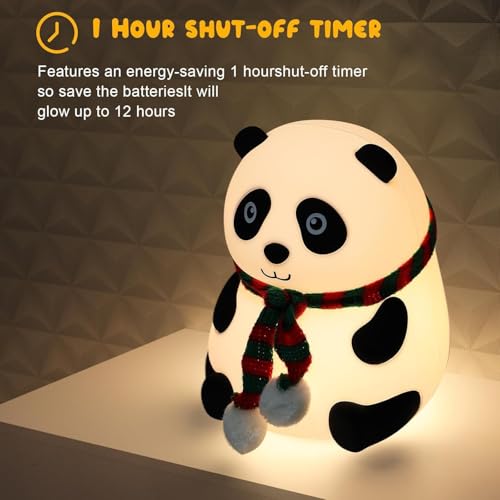 Image of Night Lamp for Bedroom | Touch Control Silicone Lamp with 7-Colour Changing Light | USB Rechargeable Bedside Girls & Boys | Warm White Diwali Decoration Light | Christmas Gift (Panda)