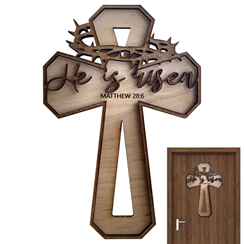 FFXS Decoración de corona de espinas, cruces de madera para colgar en la pared, para puerta, cartel...