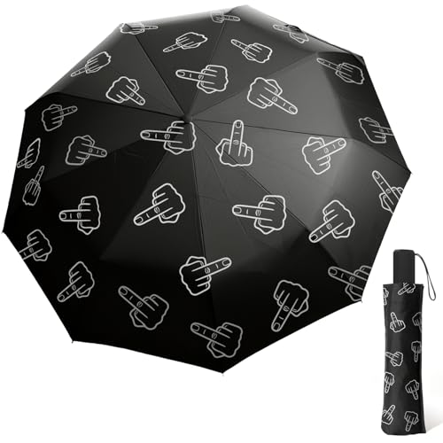 Seqiuay Compact Travel Umbrella Middle Finger Umbrella Gag Gifts for Men and Women