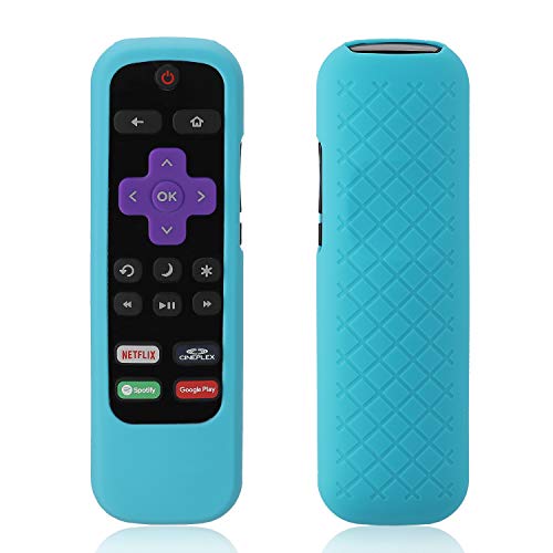 [2-Pack] AKWOX Protective Case for Roku Express Remote,[Anti Slip] Shock Proof Silicone Cover Case with Lanyard for Roku Express/Roku Premiere RC68/RC69/RC108/RC112 Standard IR Remote (Blue)