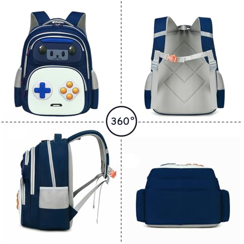 Kids Backpack for School Game Boys Backpack for Ages 6-8 Elementary School Bags for Boys Lightweight Kids Bookbag Dark Blue3