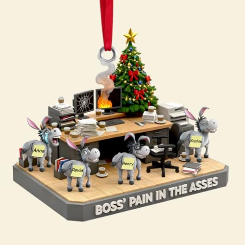 Boss’s Donkey Squad Christmas Ornament Personalized Gifts for Coworkers, Fun Donkey Coworkers...