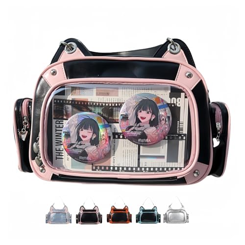 Vobomo Cat Ita Bag Pin Display Zaino per la Scuola Zaino Preppy per Ragazze Ita Crossbody con Inserto Borsa a Tracolla, Rosa-nero., Medium, Kawaii
