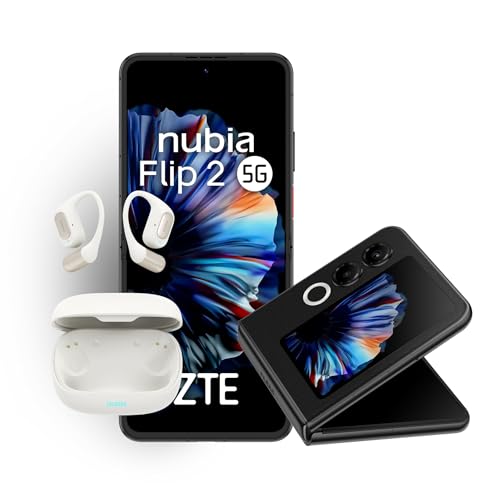ZTE Nubia Flip 2 5G (8 GB+256 GB) + Auriculares Nubia LiveFlip | Pantalla AMOLED 6,9” 120 Hz + Pantalla Externa 3” | Cámara 50 MP | Batería 4325 mAh 33 W | Bluetooth 5.4, ENC, hasta 40 h