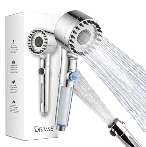 Drivse Silver Filtered Shower Head for Hard Water | Ion Drops | 3+1 Modes