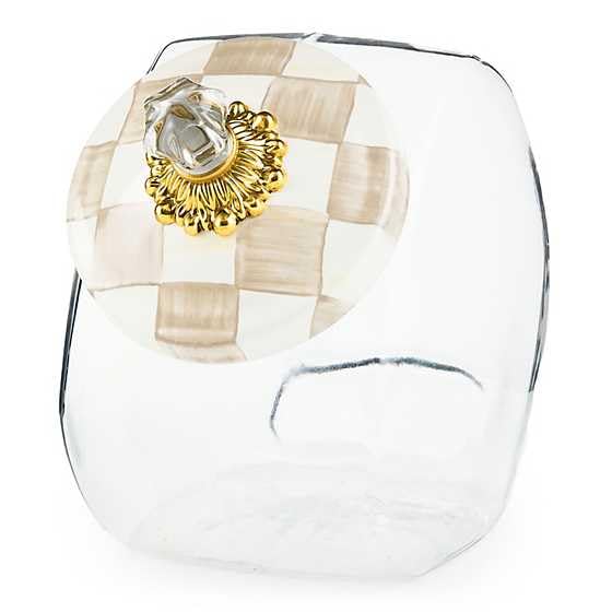 MACKENZIE-CHILDS Glass Cookie Jar with Lid, Black-and-White Courtly Check