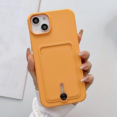 Coque iPhone silicone liquide orange avec fente carte pour simplifier vos déplacements urbains