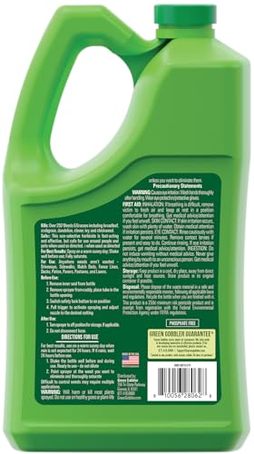 Green Gobbler Natural Total Control Weed & Grass Killer | Made with Concentrated Salt & Vinegar | Pet Safe | Kills to The Root | 1 Gallon with Battery Powered Spray Wand