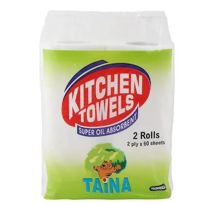 Kitchen Towels, Super Oil Absorbent, 2 Ply, 60 Sheets per Roll, Pack of 2 Rolls, Multipurpose Paper Towels for Kitchen Cleaning, Food Preparation, Spill Wiping and Household Use-image-12