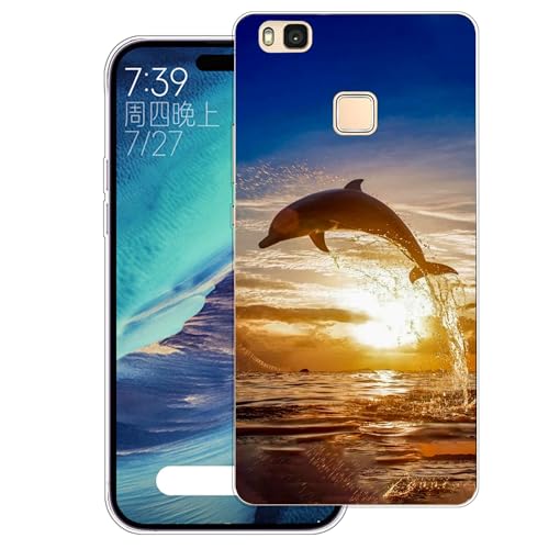 WUACYEAMING Cover per Huawei P9 lite,Cover Case in Silicone Trasparente Ultra Sottile e Leggera, Anti Ingiallimento Custodia con Antiurto, Anti-Graffio e Retro TPU-(delfino)