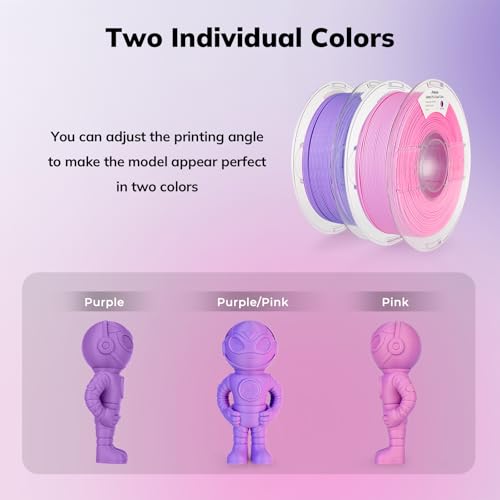 Image of AMOLEN Matte PLA 3D Printer Filament - Dual Color Pink Purple Filament, Smooth Finish Color Change 3D Printing Filament 1.75mm, 1KG /2.2lb