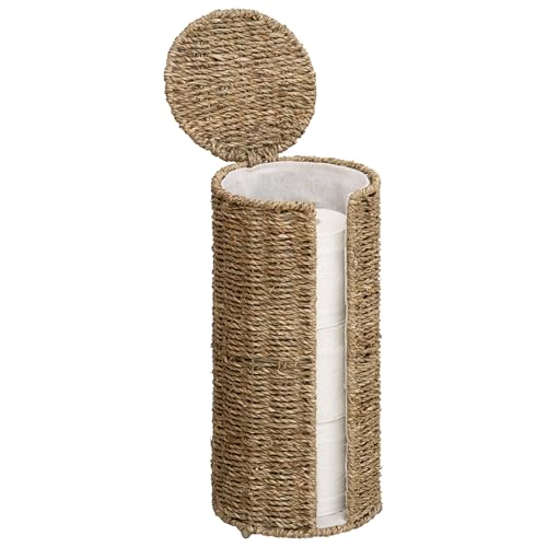 StorageWorks-Seagrass-Free-Standing-Toilet-Paper-Holder-Stand-for-Bathroom-3-Rolls-of-Toilet-Tissue-Storage-with-a-Built-in-Cloth-Lining-Toilet-Roll-Holder-Stand-with-Lid StorageWorks Seagrass Free Standing Toilet Paper Holder Stand for Bathroom, 3 Rolls of Toilet Tissue Storage with a Built-in Cloth Lining, Toilet Roll Holder Stand with Lid - Image 1