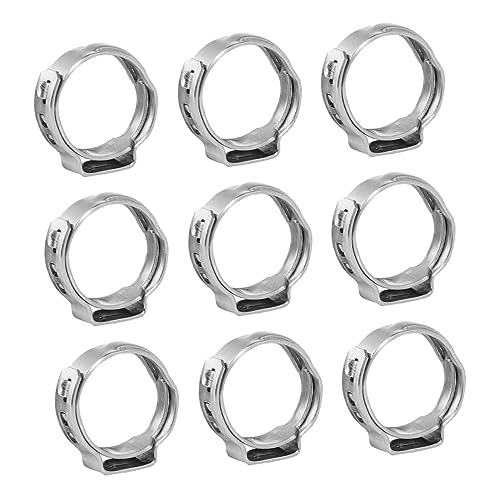 IWOWHERO 50pcs Stainless Steel Single Ear Clamp Hose Clip Drive Hose Clip Easy to Loosen Tighten