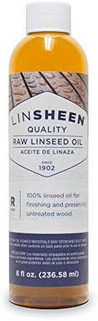 LinSheen Raw Linseed Oil – Flaxseed Wood Treatment Conditioner to Rejuvenate, Restore and Condition Wood Patio Furniture, Decks to Kitchen Cutting Boards, 8 oz Bottle
