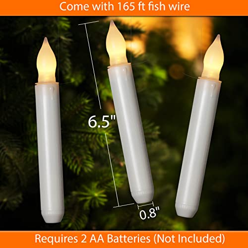 Image of Homemory Floating Candle with Wand Remote, 12 Pcs Magical Candlesticks Witch Decors, Warm Yellow Flameless Taper Candles Battery Operated, LED Window Candle for Halloween Party Decor