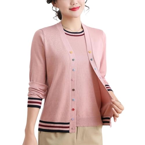 Women's Classic Ribbed Twin Set - Crew Neck Pullover Cardigan Pair