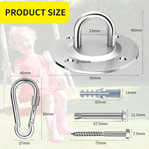 Heavy Duty Swing Hangers 360°Rotate Heavy Duty Hooks for Hanging 304 Stainless Steel Swivel Hammock Hook Swing Hook for Ceiling Wooden Porch, Gym Yoga Suspension Hooks Swing kit With 400 kg Capacity