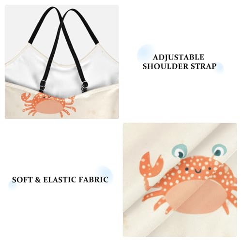 Orange Crab Pattern Girls One Piece Swimsuits Summer Quick Dry Beach Bathing Suit4