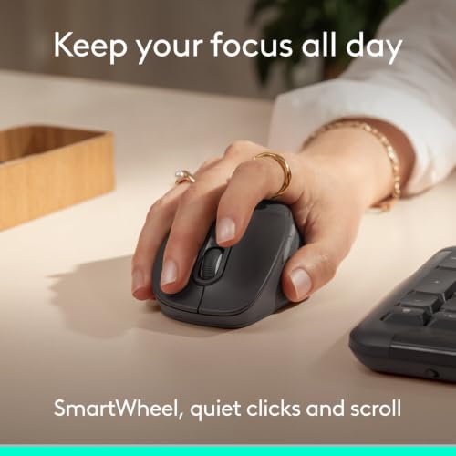 Image of Logitech Signature Comfort Plus M850 L Wireless Mouse, Bluetooth Mouse with Palm Cushion, Silent Clicks, 24-Month Battery, Customizable Buttons, for Windows, Mac, iPad - Graphite