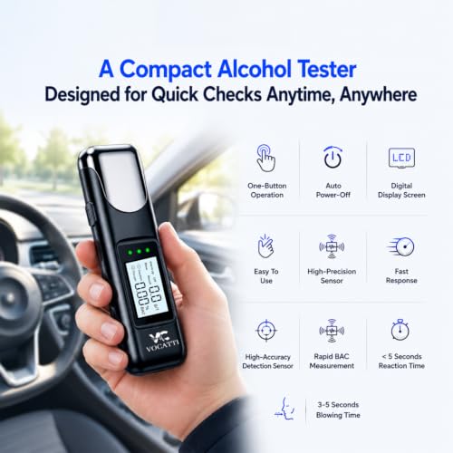 Image of Advanced Digital Alcohol Tester Machine | Portable Non-Contact Breath Analyzer with Accurate BAC Tester with Highly Sensative Chip | Rechargeable for Personal,Office Use | 1 Year Warranty