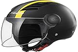 Stile: universal fit LS2, Casco jet de moto Airflow metropoli, M, Nero Giallo
