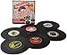 COLIBROX Coasters Set of 6 Colorful Retro Vinyl Record Disk Coaster for Drinks With Funny Labels - Desktop Protection Prevents Furniture - Drink Coasters