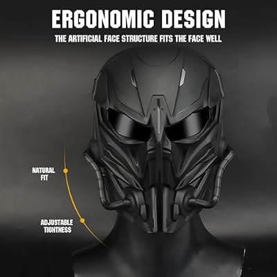 Airsoft Skull Full Face Protective Mask,Gray Lens for Cs Wargame Halloween Cosplay Costume PartyTactical Airsoft Mask (Black)