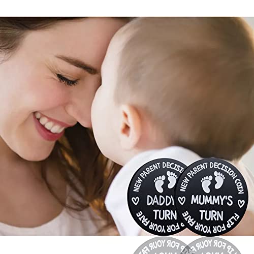 Image of New Dad Mom Gifts Funny Decision Making Coin, New Parent Mummy Daddy Pregnancy Women First Time to be Moms Dads Mother's Day Father's Day Gifts Double Sided