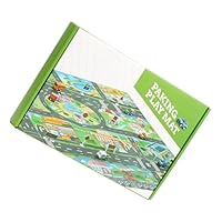 VICASKY Traffic Car Play Mat Parking Scene and 6 Alloy Cars Set, Indoor Parking Game Mat for and Preschool Play
