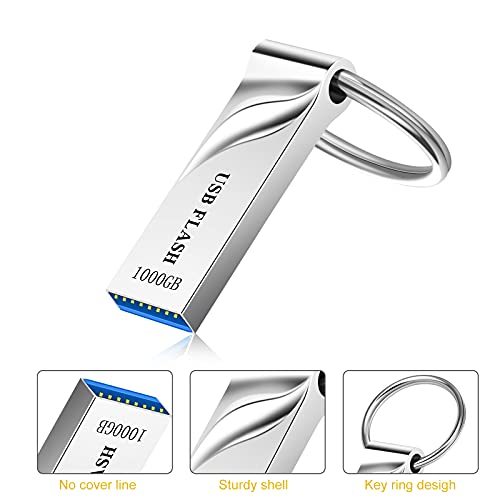passdise USB Flash Drive 1TB Ultra Large Capacity USB Drive USB 3.0 Waterproof Memory Stick with Keychain Design Metal Thumb Drive Jump Drive 1000GB for Laptop/Computer
