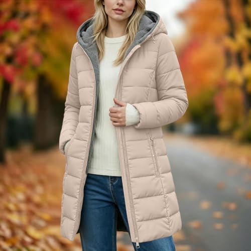 Women Winter Puffer Coat Sherpa Fleece Liend Long Quilted Jacket with Hood - image 7
