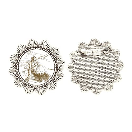 Broche de plata flor de la gran pared de China para fijar pañuelos