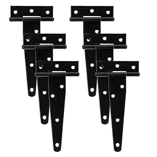 AUXSOUL 6 Piezas de Bisagra en T Negra Bisagras Puertas Madera Bisagra Acero Inoxidable,Se Utiliza para Puertas, Ventanas, Graneros, etc (4 Pulgadas)