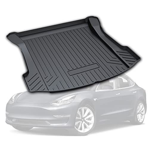 PSLER Boot Liner Tray for Tesla Model 3 2017 2018 2019 2020 2021 2022 2023 2024, Cargo Liner Custom Rear Trunk Mats Rubber 3D Cargo Mats Floor Liners All Weather Waterproof Snowproof