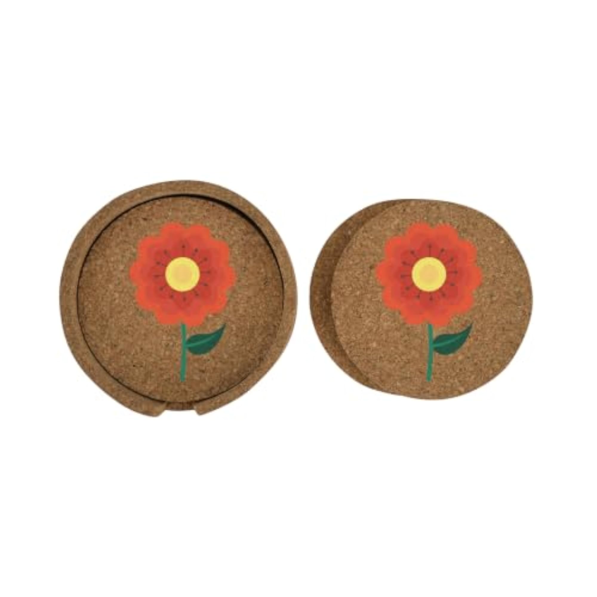 Printed Cork Coaster Set of 4 for Home & Office, Design 09