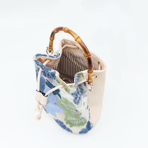 Bolso bandolera mujer Bohemia con mango bambú miniatura 6
