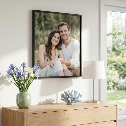 Image of Americanflat 20x24 Picture Frame with Polished Plexiglass - Streamline Collection - Thin Border Picture Frame for Wall Display - Hanging Hardware Included - Black