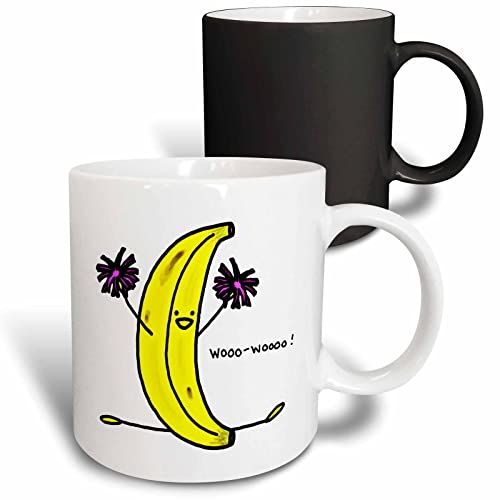 3dRose Cartoon of Cheering Banana 11oz Magic Transforming Mug