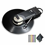 Audio-Technica Consumer Sound Burger Manual Two-Speed Portable Bluetooth Turntable (Black) (AT-SB727BK) Bundle Including: Cable Ties, Fiber Cloth