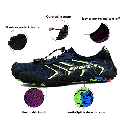 Foto von ziitop Badeschuhe Damen Herren Strandschuhe Schnell Trocknend Wasserschuhe Drainagelöcher Strand Schwimmschuhe Unisex Barfußschuhe für Kajakfahren Studio Traillauf Wandern(EU40 Blau)