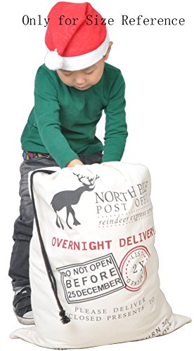 Huan Xun Christmas Canvas Santa Sack Bags Decoration - With Drawstring Size 19.7" By 27.6" #TOP3