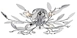 Modern Birch Semi Flush Ceiling Light with Clear & White Leaves by Happy Homewares