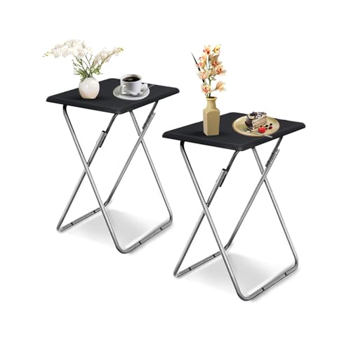 Image of Garden 4 you Folding TV Tray Table,TV Dinner Table with Sturdy MDF Top,Eating Trays for Living Room with No Assembly Required, 2PCS (Black)