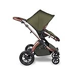 Ickle Bubba Stomp V4, All-in-One-Reisesystem, inklusive Trageschale, wendbarer Kinderwagen (Woodland Green auf Bronze-Chassis, Travel System + Galaxy Autositz)