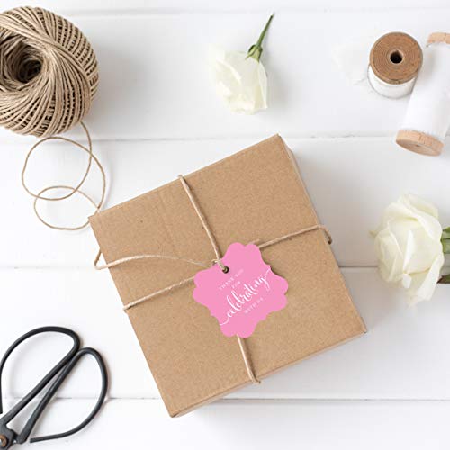 Andaz Press Fancy Frame Gift Tags, Thank You For Celebrating With Us, Pink, 24-Pack, For Baby Bridal Wedding Shower, Kids 1St Sweet 16 Quinceanera Birthdays, Anniversary, Graduation, Baptism, Gifts #TOP2