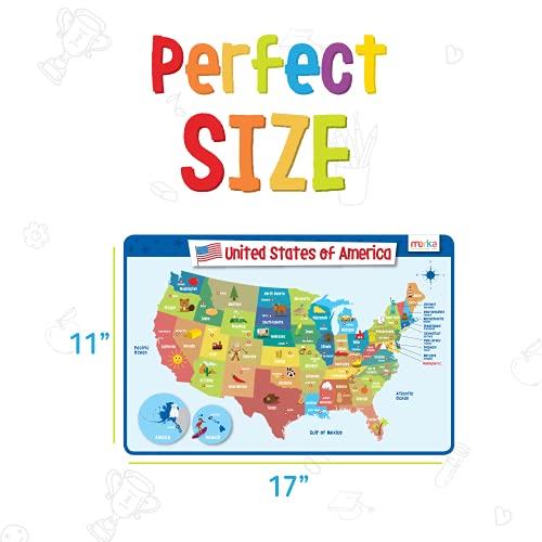 Merka Placemats For Kids Placemat Kids Placemats For Dining Table Solar System Human Body Chart World Geography And Usa Map Set Of 4 Reusable #TOP3