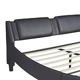 Moimhear Polsterbett 140 * 200cm Kunstlederbett mit Ambient Light Bettgestell mit Lattenrost